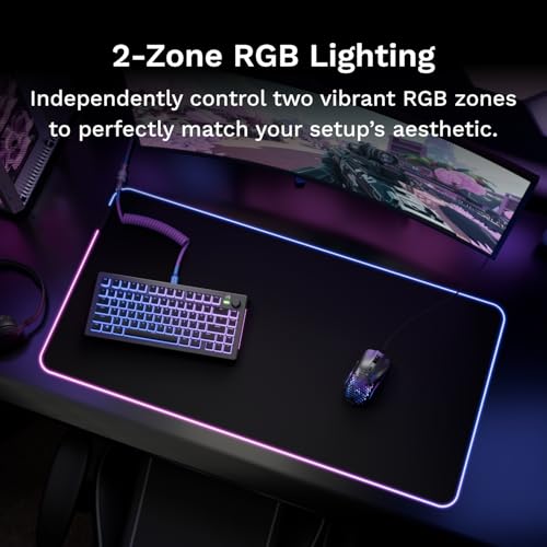 Image of GLORIOUS Gaming Mouse Pad GMP 2 GLED - XL - 2-Zone RGB Lighting, InfiniGlow RGB Stitchless Edge, Premium Cloth Surface, Grippy Rubber Base, Optimised for Gaming - 18 inch x 14 inch x 0.1 inch - Large Desk Mat