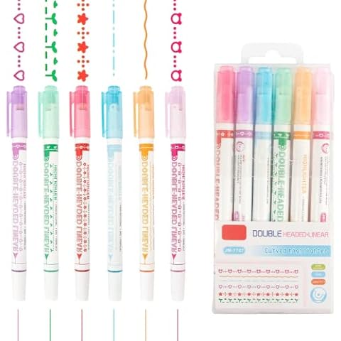 6Pcs Siganorpy Dual Tip Curve Highlighters Cover