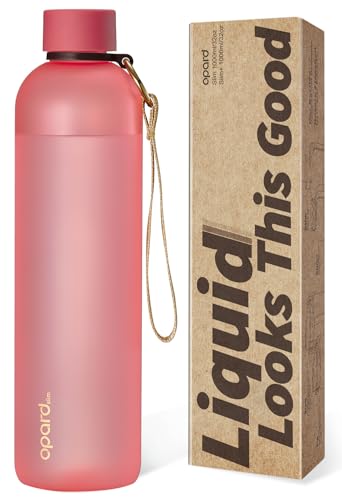 Image of Opard Slim Water Bottle 32oz, Dishwasher Safe Plastic Water Bottle BPA-Free, Leakproof Screw Top, Flamingo Pink, Reusable for Travel School Sport Gym Hiking