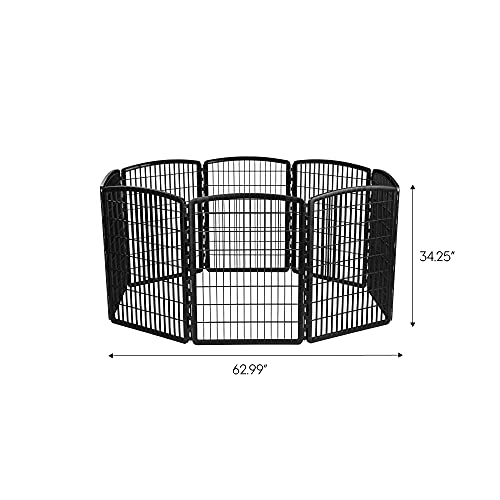 IRIS USA 34" Exercise 8-Panel Pet Playpen without Door, Dog Playpen, for Small, Medium, and Large Dogs, Keep Pets Secure, Easy Assemble, Rust-Free, Heavy-Duty Molded Plastic, Customizable, Black - Image 3