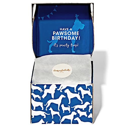 Image of Thoughtfully Pets, Blue Dog Happy Birthday Mini Cookie Cake, Blue, Peanut Butter Flavored, Hand Decorated Hollow Biscuit Cake for All Dog Breeds