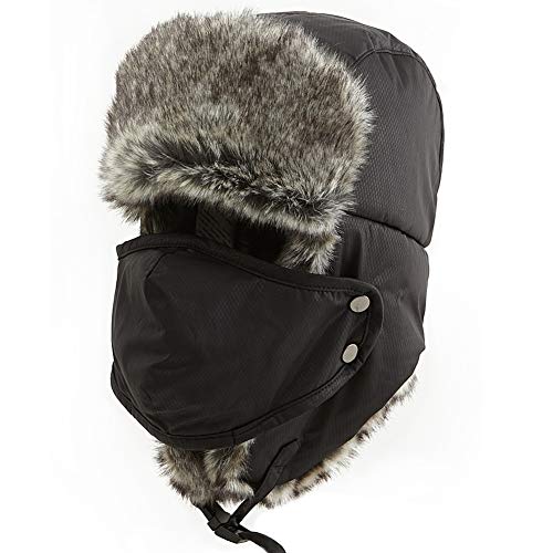 Jeff & Aimy - Chapeau de Chasse pour Homme - Chasse - Ushanka Russe - par Temps Froid - Noir