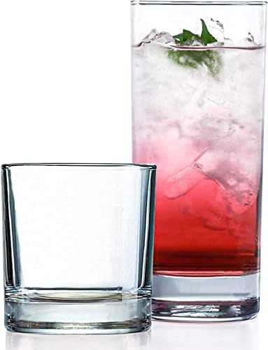 Everyday Drinking Glasses Set of 8 Drinkware Hurricane Glasses, Kitchen Glasses for Cocktail, Iced Coffee, Beer, Ice Tea, Wine, Whiskey, Water, 4 Tall