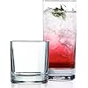 Everyday Drinking Glasses Set of 8 Drinkware Hurricane Glasses, Kitchen Glasses for Cocktail, Iced Coffee, Beer, Ice Tea, Wine, Whiskey, Water, 4 Tall Glass Cups & 4 Short Dof Drinking Glass