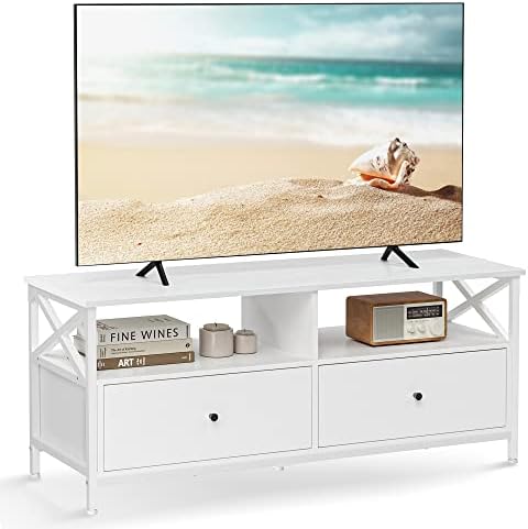 VASAGLE Mueble de TV, Mesa de TV de hasta 55 Pulgadas, con 2 Cajo...