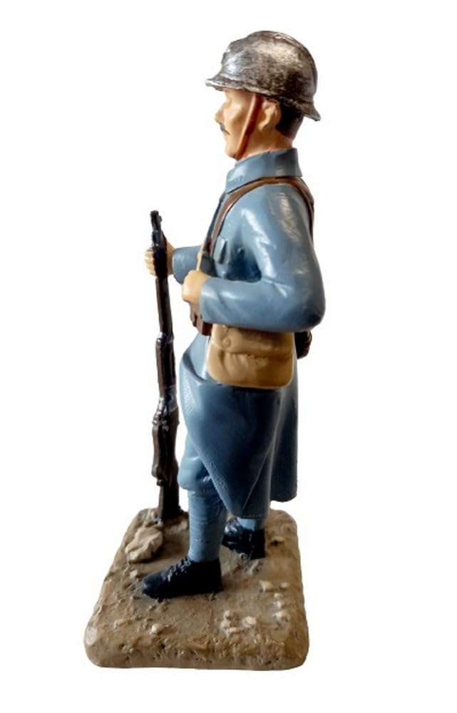 Lot De 6 Soldats Poilus 14/18 + Canon – Figurines Plomb Peintes CBG – Hauteur 5,3 Cm