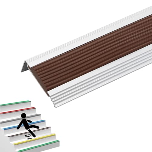 Forme En L Profil Des Bords Marches Antidérapant Bande De Bordure，Nez De Marche Profilé D'escalier En Aluminium, Profilé De Marches D'escalier Pour Bords D'escalier Extérieurs/Intérieurs(Color:Brown,S