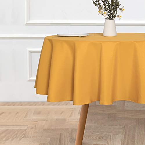 Sancua Round Tablecloth - 60 Inch - Water Resistant Spill Proof Washable Polyester Table Cloth Decorative Fabric Table Cover For Dining Table, Buffet Parties And Camping, Gold #TOP1