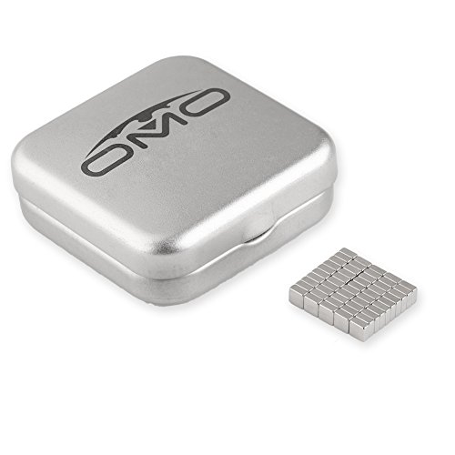 OMO Magnetics ネオジウム磁石 ネオジムマグネット N35 角型 方形 3.4x3.4x1.5mm ニッケルメッキ 専用ケース付き 科学実験 生活収納 オフィス汎用(50個セット)