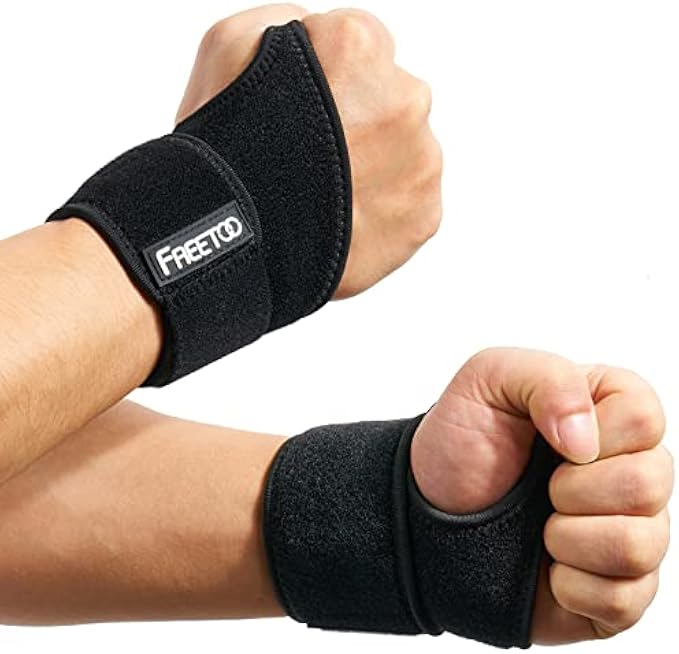 FREETOO 2 Pack Wrist Brace for Carpal Tunnel Relief for Night Support, Compression Wrist Supports at Work for Women Men, Adjustable Splint Fit Right Left Hand for Arthritis Tendonitis