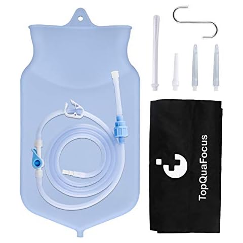 TopQuaFocus 2 Quart Enema Bag Kit Clear Non-Toxic Silicone for Coffee and Water Colon Cleanse BPA and Phthalates Free (2 Quart) Cover