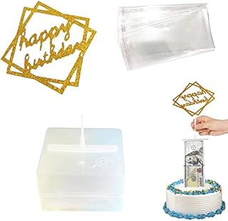 Money Box Set Crafts Reusable Cake Money Box Rectangular Transparent Cake Money Pulling Kit Suitable for Birthday Cake Banquet Party Party Supplies