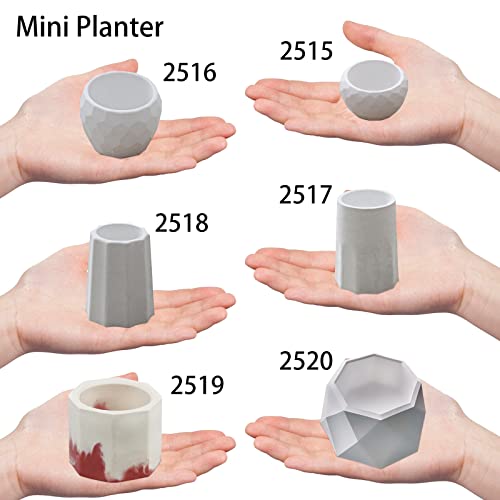 Funshowcase Octagon & Round Flower Pot Silicone Molds 6-Count, For Epoxy Resin Concrete Clay Succulent Planter Bowl Ashtray Candle Soap Pen Holder #TOP3