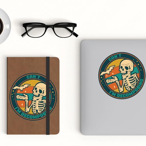 Autocollant squelette drôle au style rétro avec citations sarcastiques en vinyle