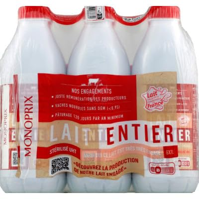 Monoprix Lait UHT entier 6x1L