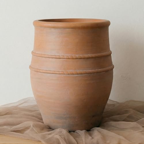 KOL Round Planter, Terracotta-Style Plastic Pot...