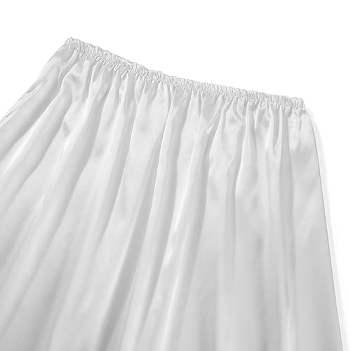 Womens Solid Color Lace Hem Skirt Elegant Elasticated Waist Wrap Skirts Smooth Loose Fit Skirts4