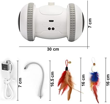 Nueplay Robotic Interactive Cat Toy, with Feathers, LED Light, 360 Degree Rotation & Sensor Mode, Rechargeable Automatic Irregular Moving Cat Toys for Indoor Cats Adult, All Floors & Carpet Available