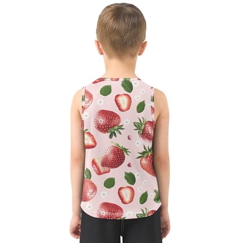 JUNZAN Sweet Strawberries Fruit Boys Athletic Tank Top Sleeveless Toddler Vest Toddler Tank Undershirt for Travel Swim 3T3