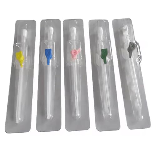 Disposable IV Catheter Cannula with Wings Sterile for Pet Dog Cat Animals Veterinary Supplies (10, 18G)