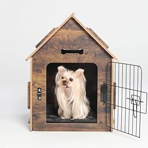 Dog house indoor for small dogs or cats cozy wooden design small indoor bed house with air vents and elevated floor warm dog cave large color 2   cucciolini doodles