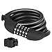 Puroma 5-Digit Combination Bike Cable Lock Mounting Bracket, Resettable Self Coiling Cycling Security Bicycle Locks, 5 Feet x 1/2 inch (Black)
