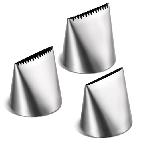 Qianyu 3 Pack Piping Tips Set Large Cake Decorating Tip Kit Stainless Steel Pastry Nozzle Tips Frosting Icing Piping Form Tips Tool Supplies for DIY Cupcake Cookie Bread Fondant Baking Accessories