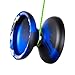 MAGICYOYO V10 Finger Spin Yoyo Professional Metal Trick Yoyo Responsive & Unresponsive Dual Purpose Yo Yo with Storage Case + Yo Yo Glove +12 Strings(Black Blue)