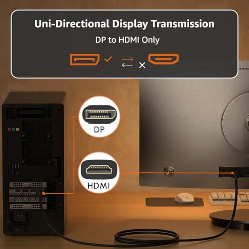 Image of AmazonBasics 6-Feet DisplayPort (not USB port) to HDMI Cable, Black