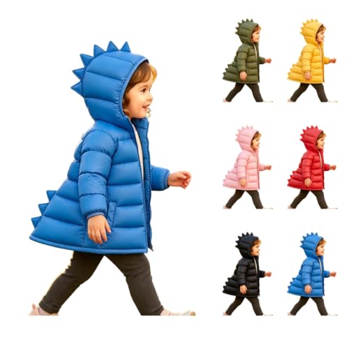 PXQIRMR Puffer Jacket Kids Cute Dinosaur Hooded Zip Front Coat - image 1