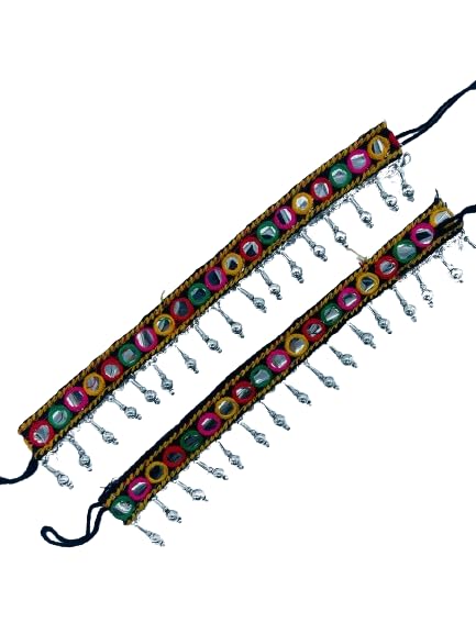 THE OPAL FACTORY Garba Navratri Jewellery Sets for Women Embroidered Fabric with Mirror Silver Oxidised Afghani Bohemian Anklets/Payal for Women and Girls (Small Mirror with Silver Drops) (B0DCJSFC23) Amazon Price History, Amazon Price Tracker