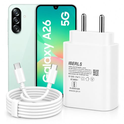 Image of 25W Pd 3A Type-C Super Fast Charging Adapter with 1M Type C Cable for Galaxy A26 /A57 /A37 /A07 /A36 /A56 /A17 /A06 /A35 /A55 / A16 /A15 /Tablet /Galaxy Watch- Charge Your Device with 25 Watt USB C Fast Charger