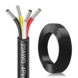 22 Gauge Electrical Wire 4 Conductor, 22AWG 50FT PVC Stranded, 22/4 Low Voltage LED Cable, Flexible