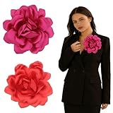 LAKPYN 2 piezas de broches de flor, broches grandes de muselina, pasadores para el pelo, clásicos, elegantes, hechos a mano, aptos para bodas, fiestas y baile