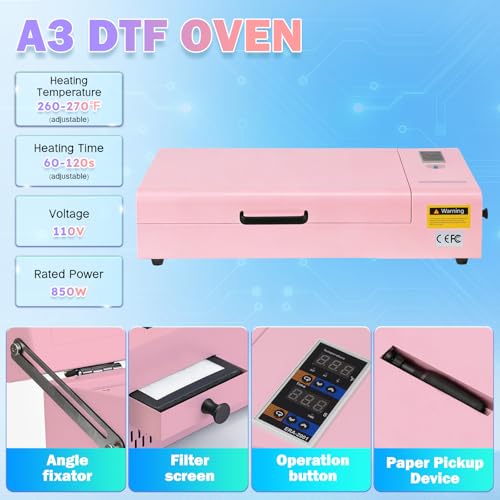 Image of FAFAIR A3 L1800 DTF Printer with 6 Smart Upgrades, DTF Printing Machine with White Ink Mixing System & Auto Clean, High Speed Production DTF Printer Bundles for Apparel Shoes Hats, (L1800+Oven, Pink)