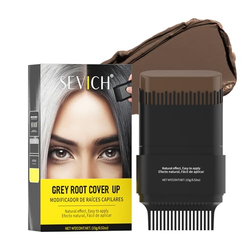 SEVICH Hair Root Touch Up Stick - Instant Gray Coverage Comb with Dual-Sided Applicator Long-Lasting Temporary Hair Color with Natural Plant Extracts Medium brown 15g