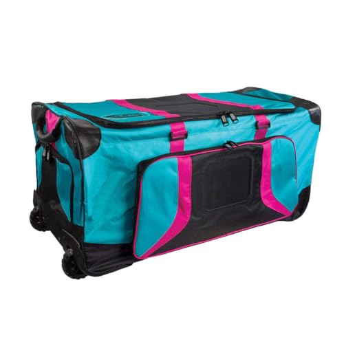 Pop Up Soft Trunk for Camp | Rolling Travel Duffle Bag | #CN-PUST3 | 30 x 14.5 x 15.5 Inches (Teal/Pink)