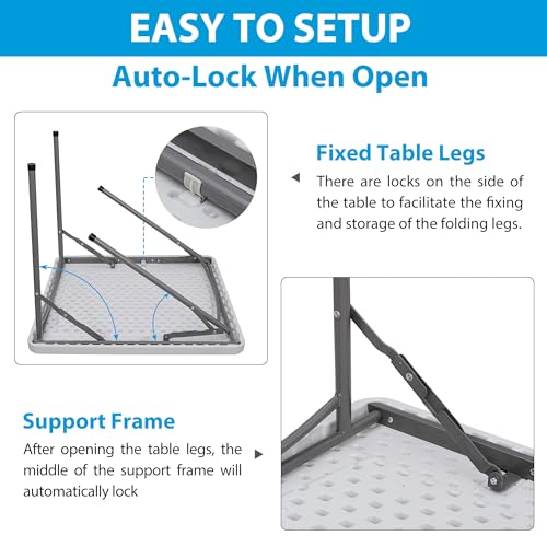 image for ZenStyle 3 ft Indoor Outdoor Heavy Duty Portable Plastic Folding Table