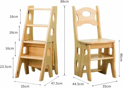 Échelle pliante portable en bois robuste et marchepied modulable - 3