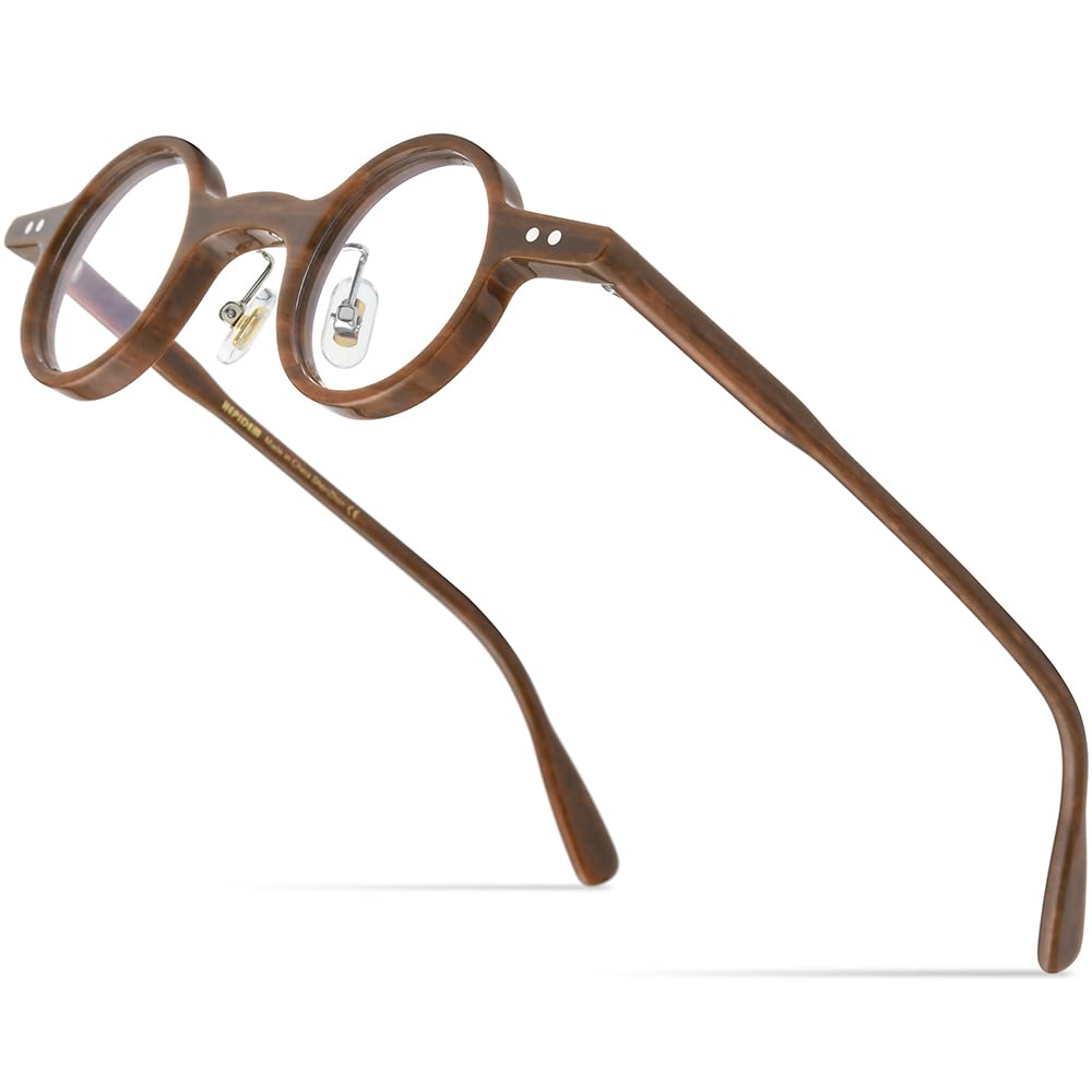 Acetate Glasses Frame Men,Left Square Right Round Vintage Retro Optical Eyeglasses