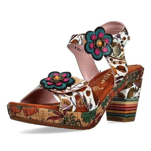 LAURA VITA Sandales Mode Femme NELLAO 36, Pointure:41 EU, La Couleur:Marron