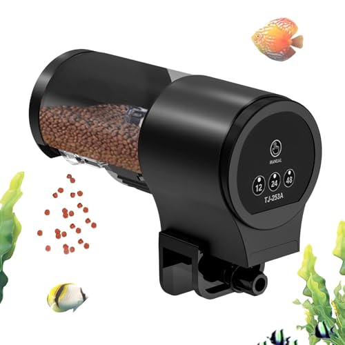 Auto Fish Feeder for Aquarium - Fish Feeder Automatic Dispenser | 100ml 12H 24H 48H Timer Equipment for Koi Guppy Betta Cichlid Turtle Shrimp Food