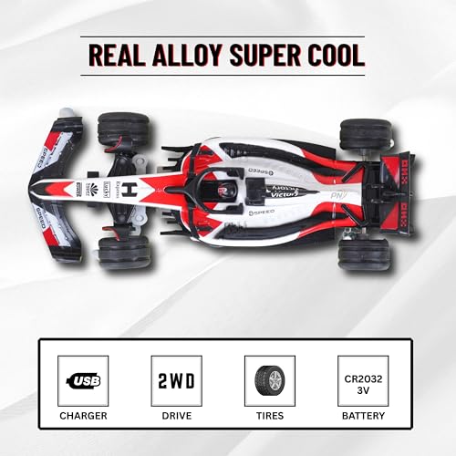 Image of Formula RC Racing Car for Kids Age 6+ Years 1:64 Scale Mini Rechargeable Remote Control Sports Car with APP Control, LED Lights, 3 Speed Modes & Type-C Charging | Formula Racer Toy Car