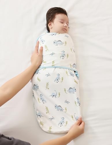 Image of Organic Baby Swaddle Sleep Sacks Newborn Swaddles Blanket Boys Girls Essentials Wearable Wrap, Little Dinosaur, 0-3Months