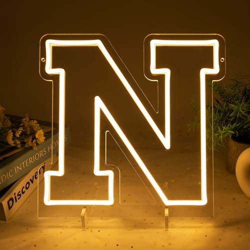 Image of Light Up Letters N, Led Marquee Letter Lights Neon Sign, 13.2 inch Height Decorative Lighted Alphabet Number, Battery /USB Powered Led Letters Lights for Wedding, Birthday, Party, Christmas or Home Decor