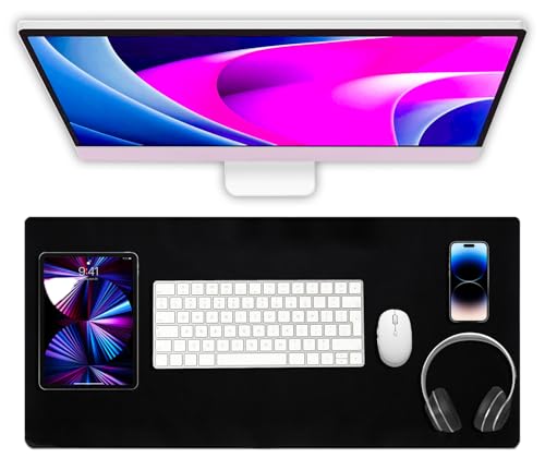 IPEA Alfombrilla para ratón y teclado XXL de piel sintética Premium – 70 x 40 cm – Alfombrilla de escritorio extendida para ordenador, tableta, objetos – Larga, antimanchas e impermeable