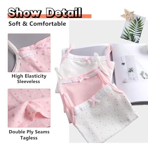 2-10 Years Little Girls Camisole Soft Tagless Cami Kids Breathable Undershirts Cotton Tank Top 5 Pack3