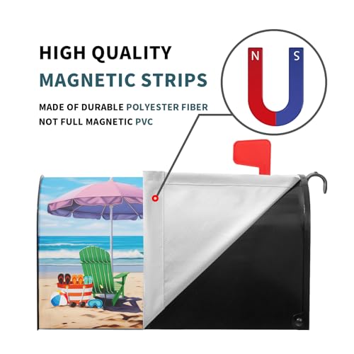 Image of Summer Mailbox Covers Magnetic Beach Mailbox Cover Ocean Sea Magnetic Mailbox Cover Mailbox Wraps Standard Size 25.5 inch X 21 inch Holiday Garden Mailboxs Decorations for Outside Home