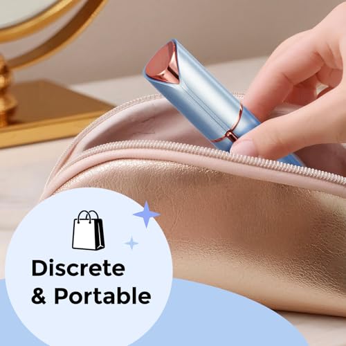 Image of Kradaa Facial Hair Removal for Women: Electric Face Razor with LED Light - Painless & Instant Results Mini Shaver for Travel Use (Paris Blue)