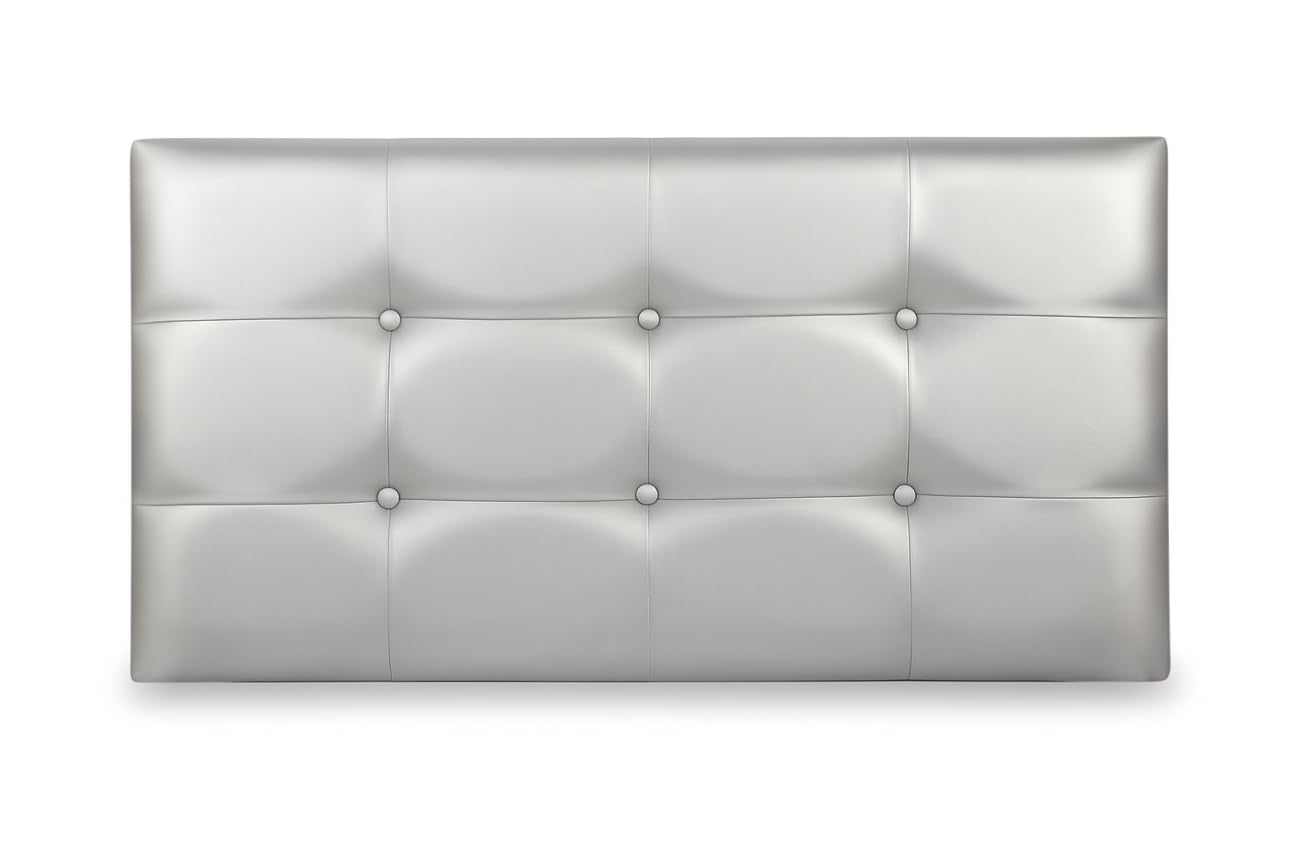 DecorQUALITY cabecero Cama 150 tapizado Mod. Texas Botones Cabezal tapizado Acolchado Moderno y Funcional fácil Limpieza Tela Antimanchas Matrimonio y Juvenil (Plata, 150 * 70)
